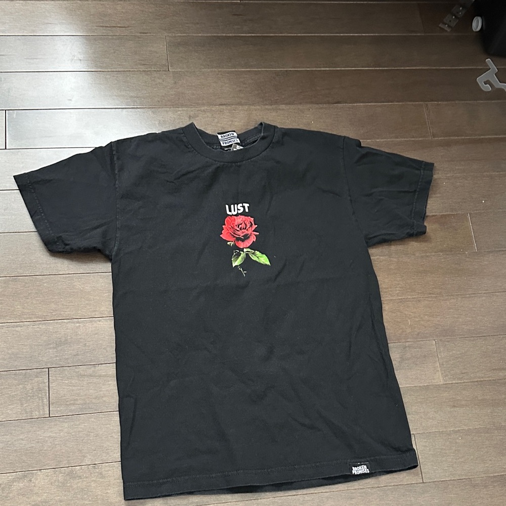 Nike Lust Black Graphic T-Shirt with Rose Design